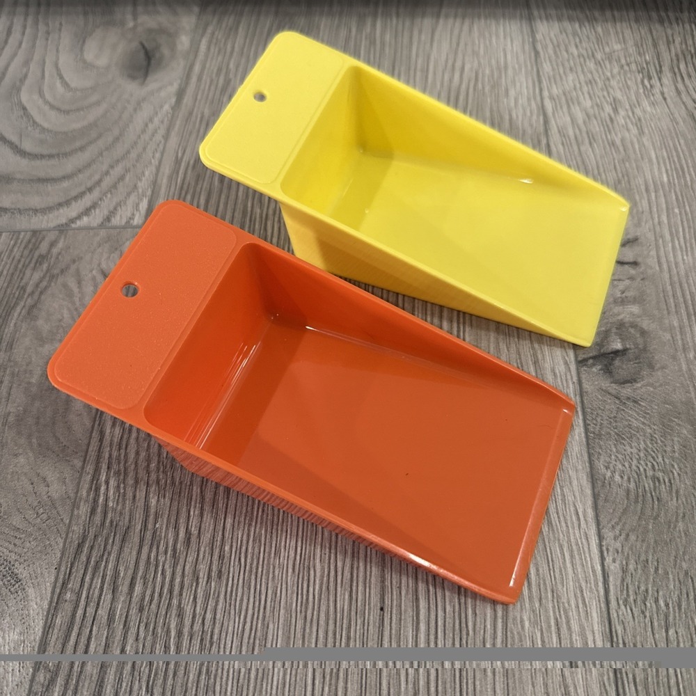 Vintage Tupperware Orange & Yellow Wedge Canister Scoop Flour 1452-5 & 1452-4